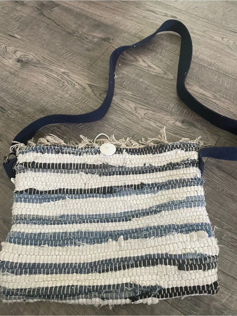 Woven Stripe Crossbody Bag - Navy & White